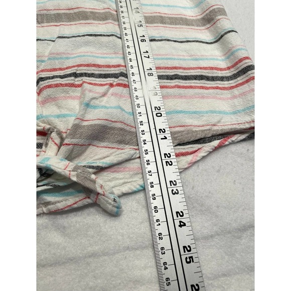 Weatherproof Vintage Size S Tie Front Top Multi Stripe Washable Linen Button Up - Picture 10 of 11